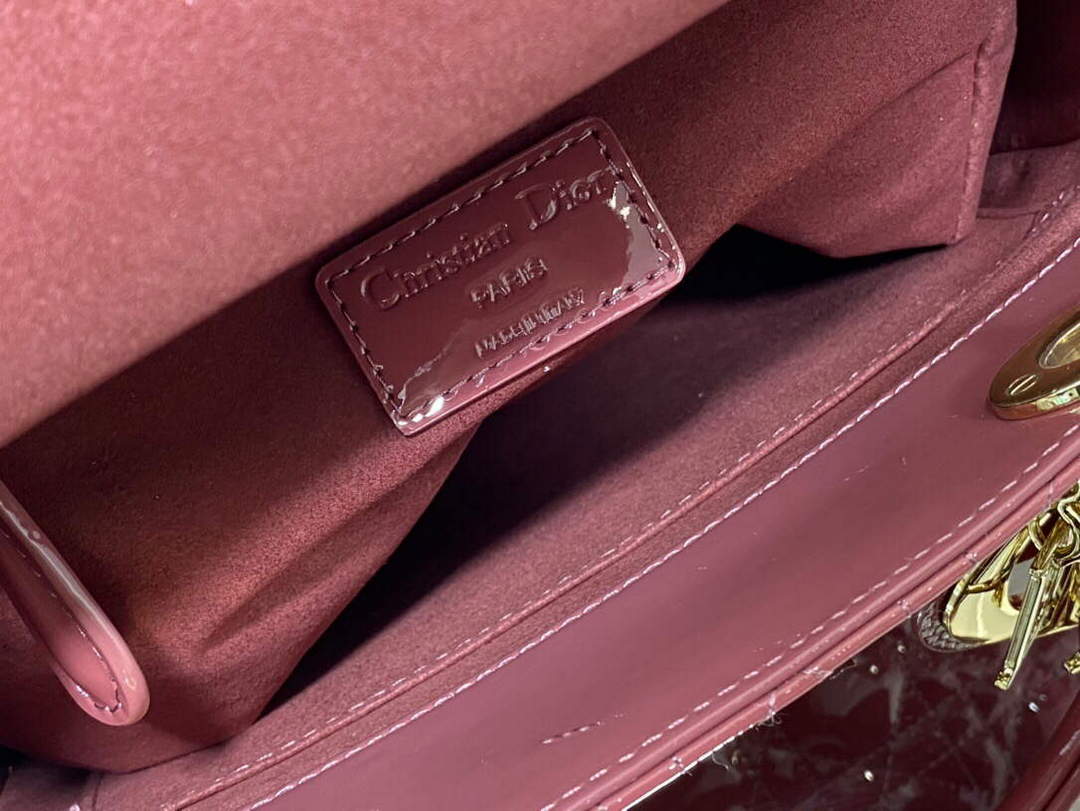Dior M0565 Medium Lady Dior Patent Cannage Calfskin Bag Pink - Default Title - View 9