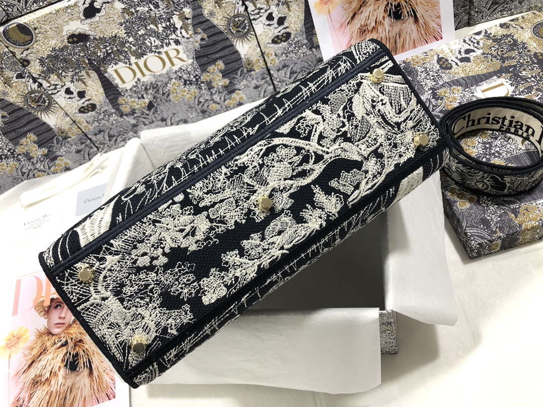 Dior M0566 Large Lady D-Lite Gray de Jouy Embroidery M1056 - Default Title - View 4