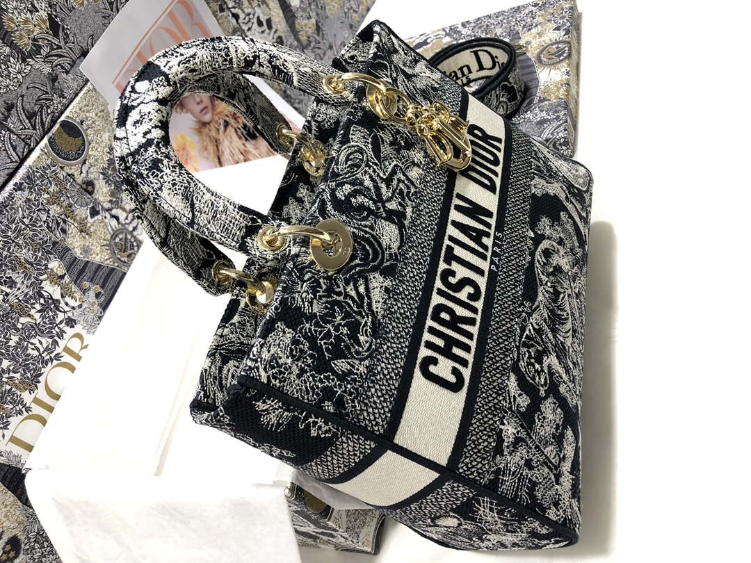 Dior M0566 Large Lady D-Lite Gray de Jouy Embroidery M1056 - Default Title - View 5