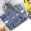 Dior M0566 Large Lady D-Lite Blue Toile de Jouy Embroidery M1053 - Default Title - View 1