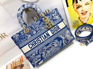 Dior M0566 Large Lady D-Lite Blue Toile de Jouy Embroidery M1053 - Default Title - View 1