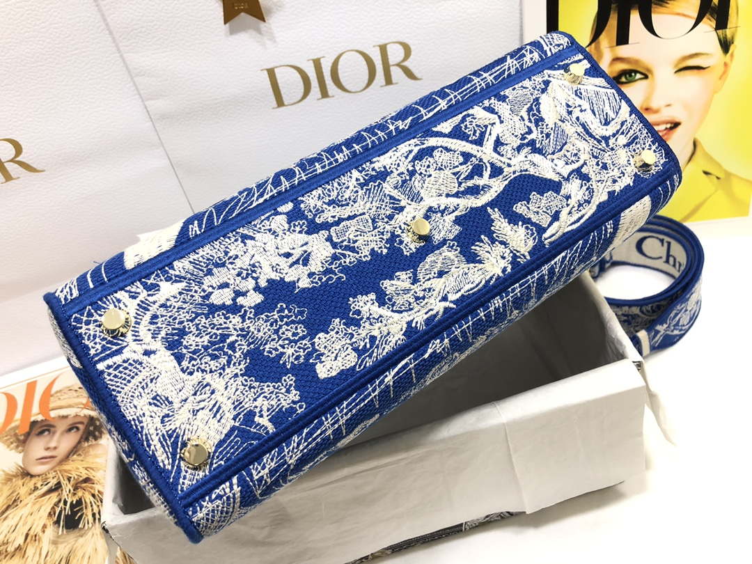 Dior M0566 Large Lady D-Lite Blue Toile de Jouy Embroidery M1053 - Default Title - View 4