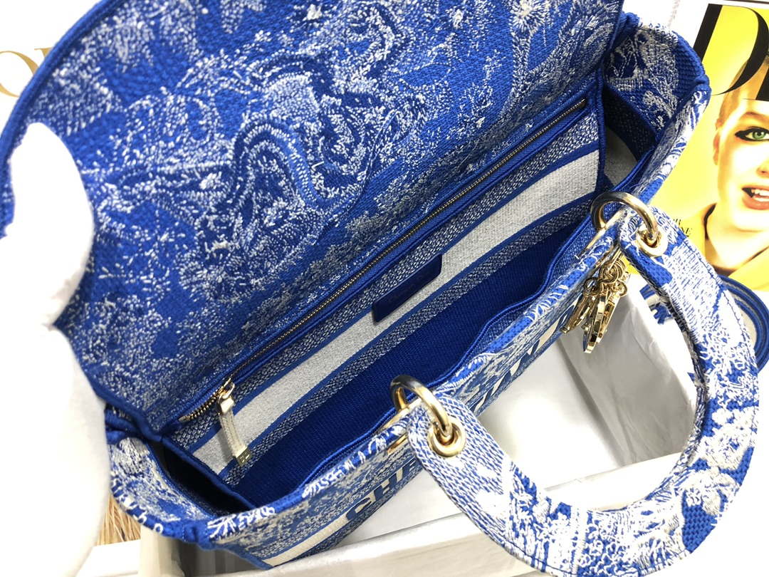 Dior M0566 Large Lady D-Lite Blue Toile de Jouy Embroidery M1053 - Default Title - View 8