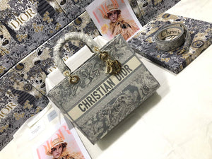 Dior M0566 Large Lady D-Lite Gray de Jouy Embroidery M1055 - Default Title - View 1