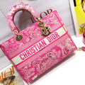 Dior M0566 Large Lady D-Lite Rose red de Jouy Embroidery M1054 - Default Title - View 1