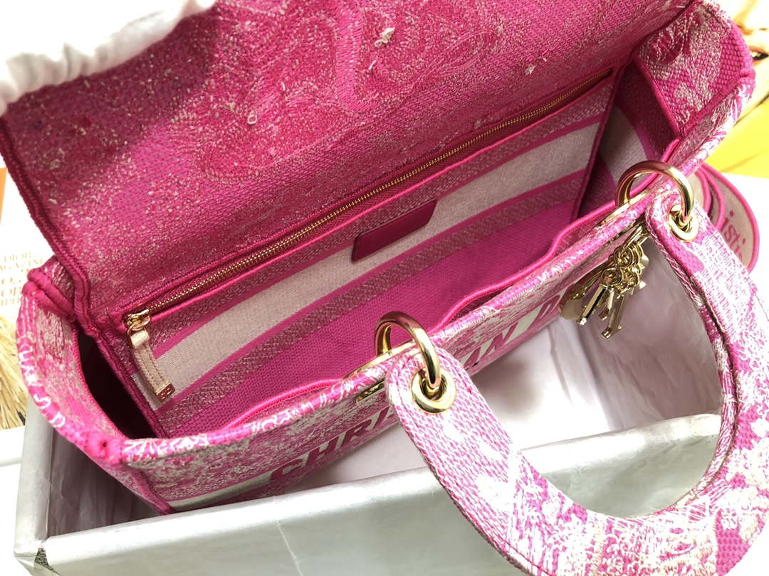 Dior M0566 Large Lady D-Lite Rose red de Jouy Embroidery M1054 - Default Title - View 8