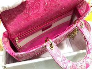 Dior M0566 Large Lady D-Lite Rose red de Jouy Embroidery M1054 - Default Title - View 8