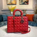 Dior M0566 Large Lady Dior Bag Red Cannage Lambskin - Voguebags