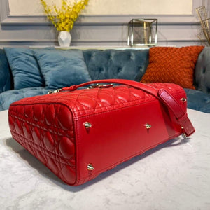 Dior M0566 Large Lady Dior Bag Red Cannage Lambskin - Voguebags