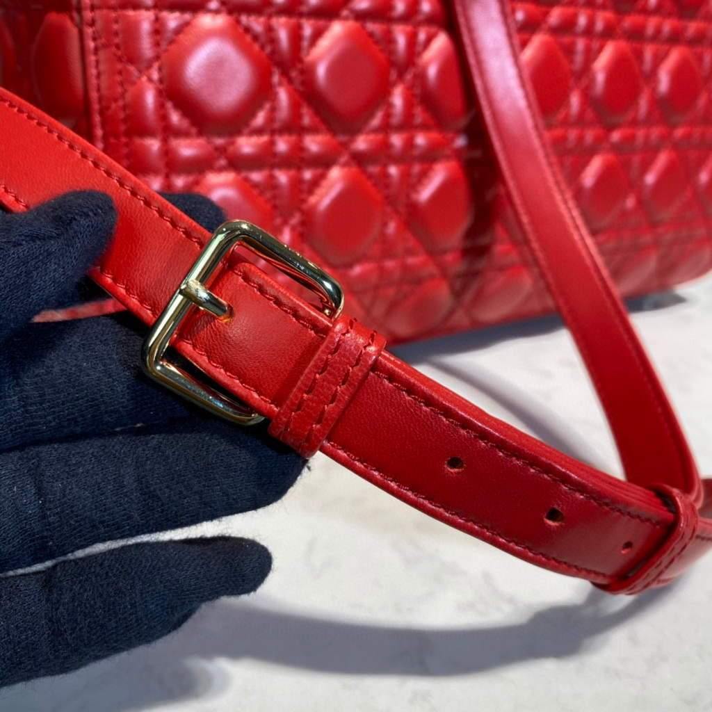 Dior M0566 Large Lady Dior Bag Red Cannage Lambskin - Voguebags