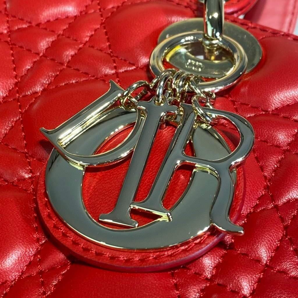 Dior M0566 Large Lady Dior Bag Red Cannage Lambskin - Voguebags