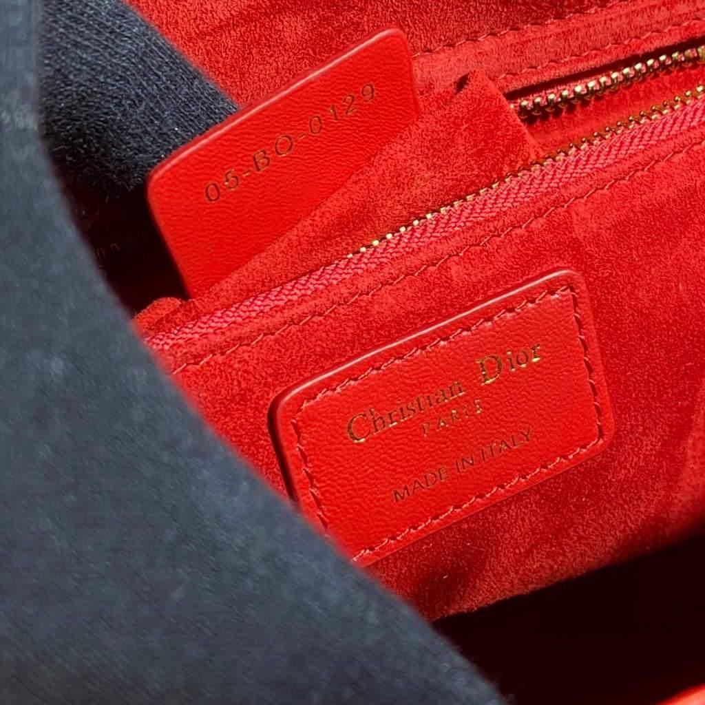 Dior M0566 Large Lady Dior Bag Red Cannage Lambskin - Voguebags