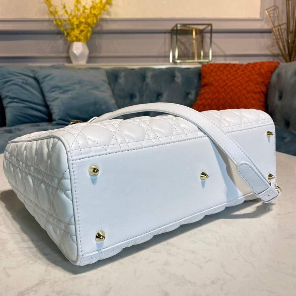 Dior M0566 Large Lady Dior Bag White Cannage Lambskin - Voguebags