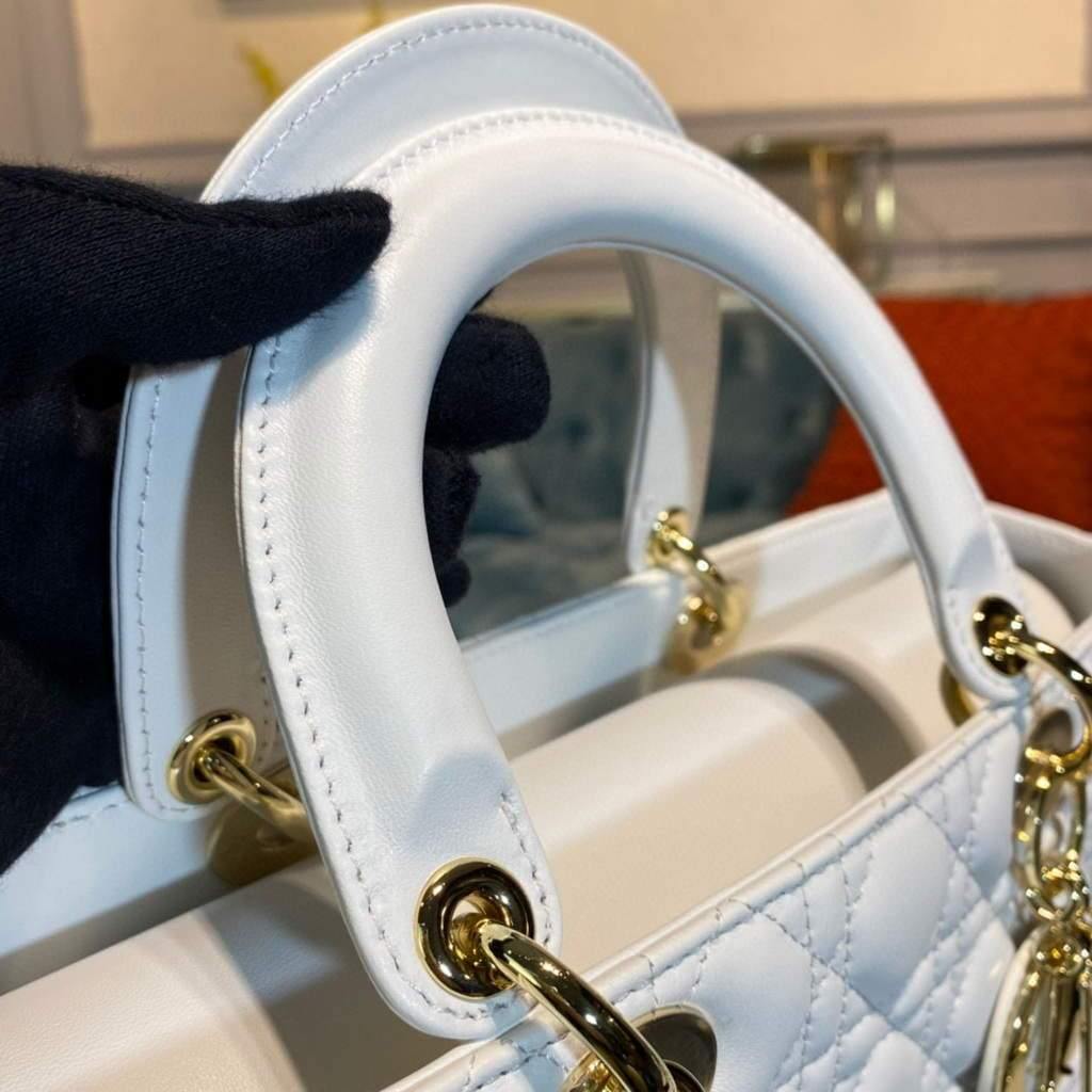 Dior M0566 Large Lady Dior Bag White Cannage Lambskin - Voguebags