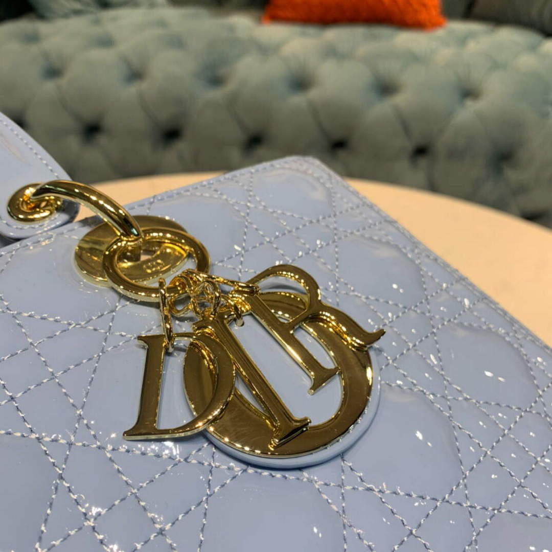 Dior M0566 Large Lady Dior Cannage Calfskin Bag Blue