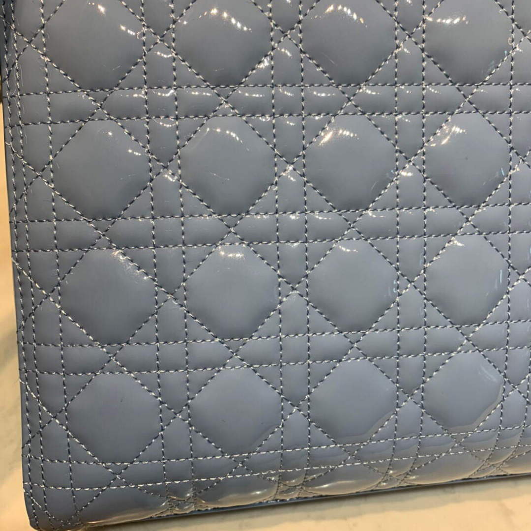 Dior M0566 Large Lady Dior Cannage Calfskin Bag Blue - Default Title - View 7