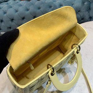 Dior M0566 Large Lady Dior Cannage Calfskin Bag Yellow - Default Title - View 8