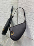 Dior M05909 Saddle Shoulder Pouch  Black Goatskin