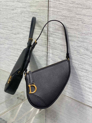 Dior M05909 Saddle Shoulder Pouch  Black Goatskin - Default Title - View 1