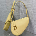 Dior M05909 Saddle Shoulder Pouch Pastel Yellow Goatskin - Default Title - View 1