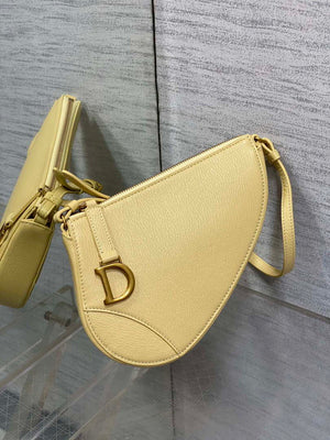 Dior M05909 Saddle Shoulder Pouch Pastel Yellow Goatskin - Default Title - View 2