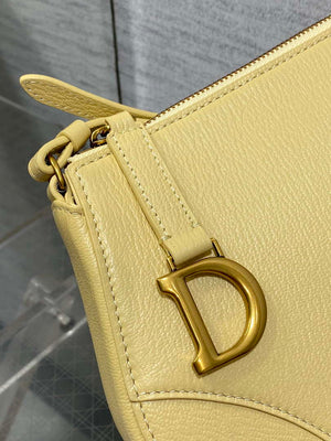 Dior M05909 Saddle Shoulder Pouch Pastel Yellow Goatskin - Default Title - View 3