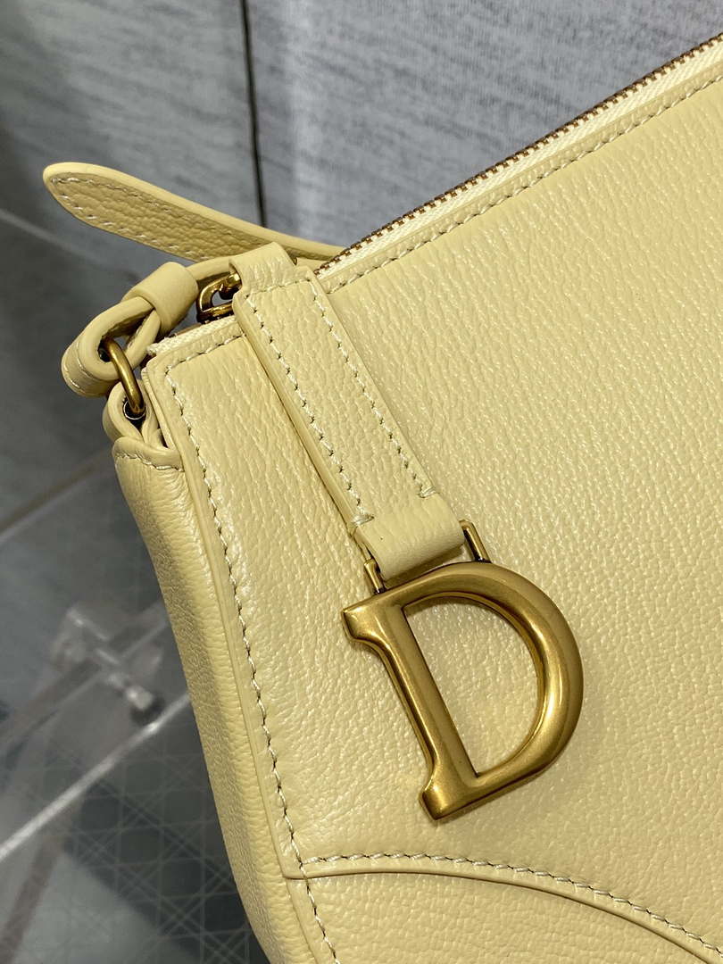 Dior M05909 Saddle Shoulder Pouch Pastel Yellow Goatskin - Default Title - View 3