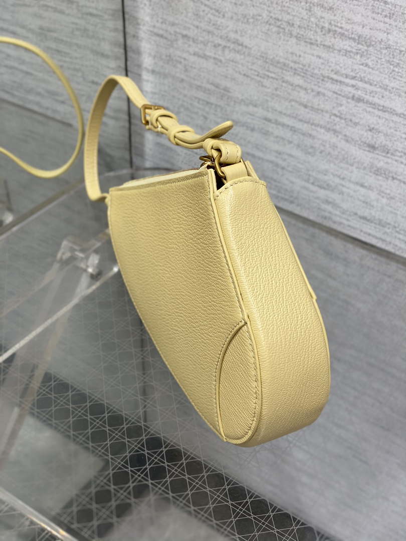 Dior M05909 Saddle Shoulder Pouch Pastel Yellow Goatskin - Default Title - View 5