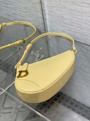 Dior M05909 Saddle Shoulder Pouch Pastel Yellow Goatskin - Default Title - View 6