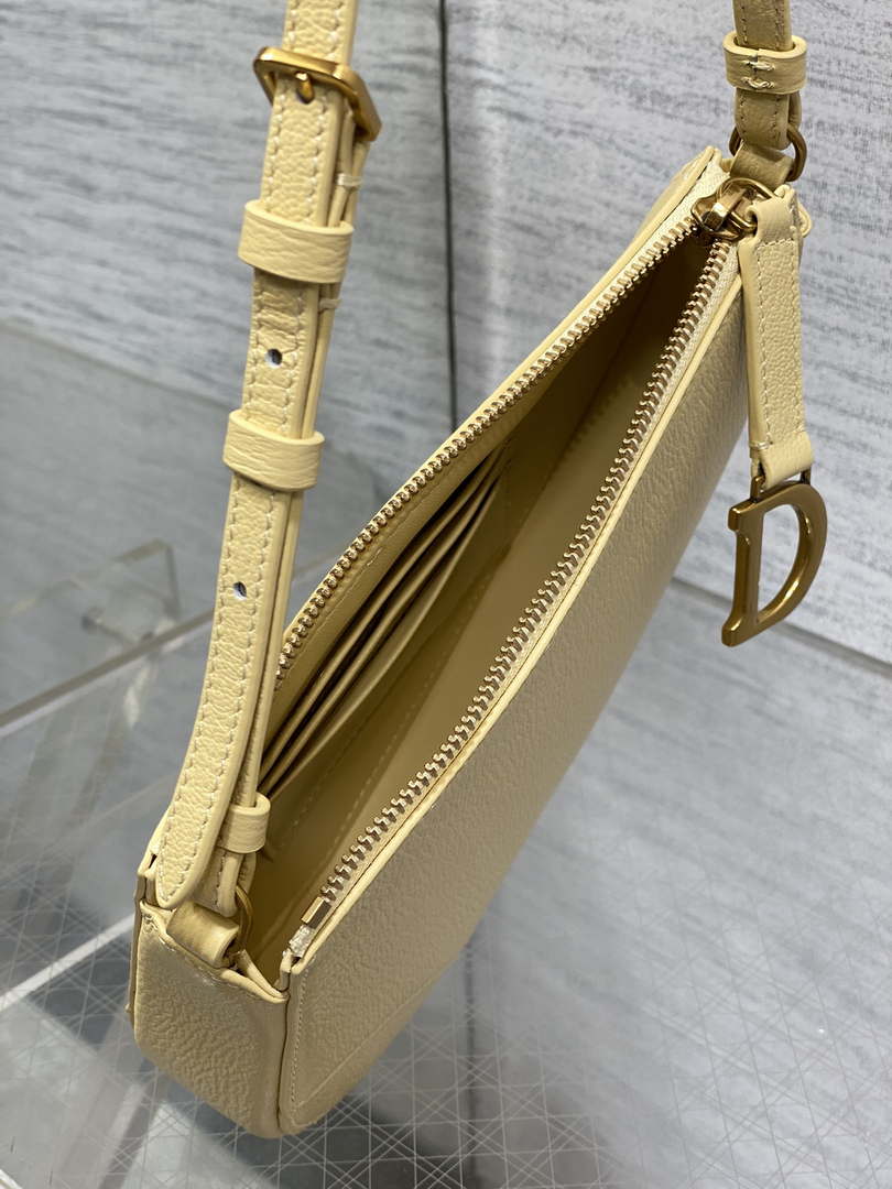 Dior M05909 Saddle Shoulder Pouch Pastel Yellow Goatskin - Default Title - View 8