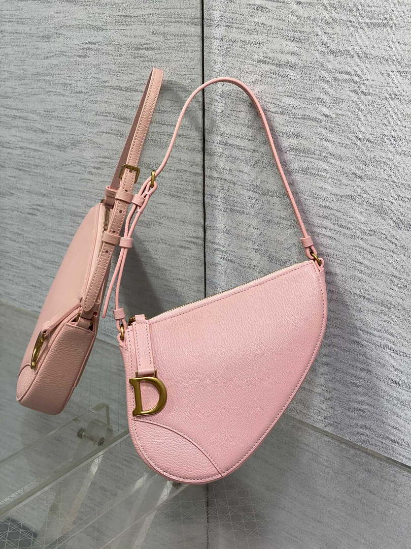Dior M05909 Saddle Shoulder Pouch Melocoton Pink Goatskin - Default Title - View 1
