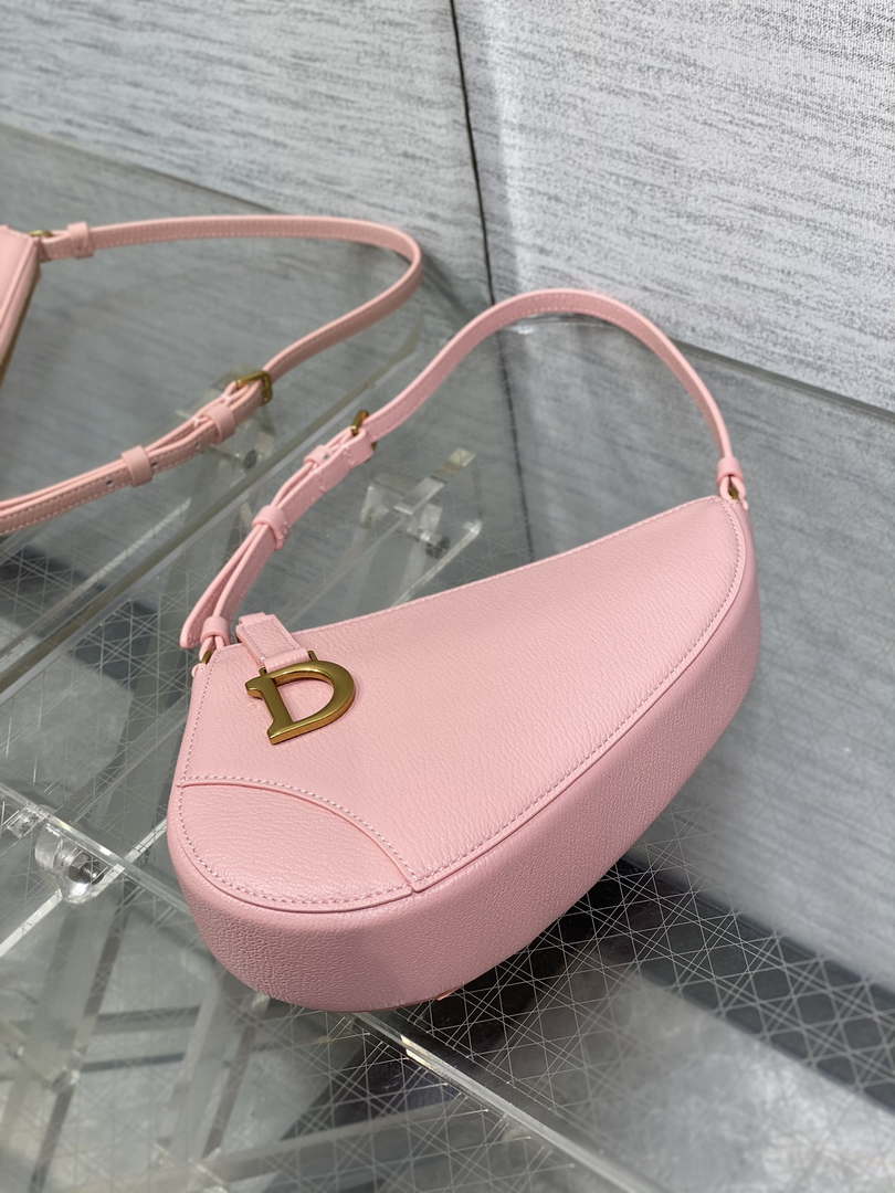 Dior M05909 Saddle Shoulder Pouch Melocoton Pink Goatskin