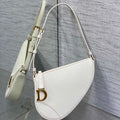 Dior M05909 Saddle Shoulder Pouch White Goatskin - Default Title - View 1