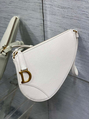Dior M05909 Saddle Shoulder Pouch White Goatskin - Default Title - View 2