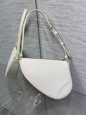 Dior M05909 Saddle Shoulder Pouch White Goatskin - Default Title - View 4