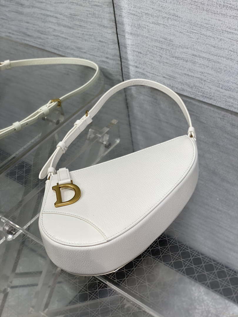 Dior M05909 Saddle Shoulder Pouch White Goatskin - Default Title - View 6