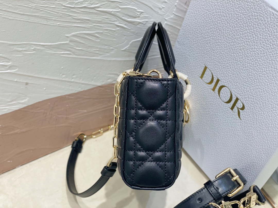 Dior M0613 Small Lady D-joy Bag Black Cannage Lambskin