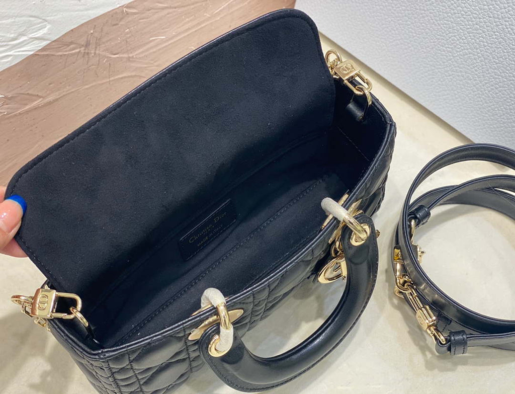 Dior M0613 Small Lady D-joy Bag Black Cannage Lambskin