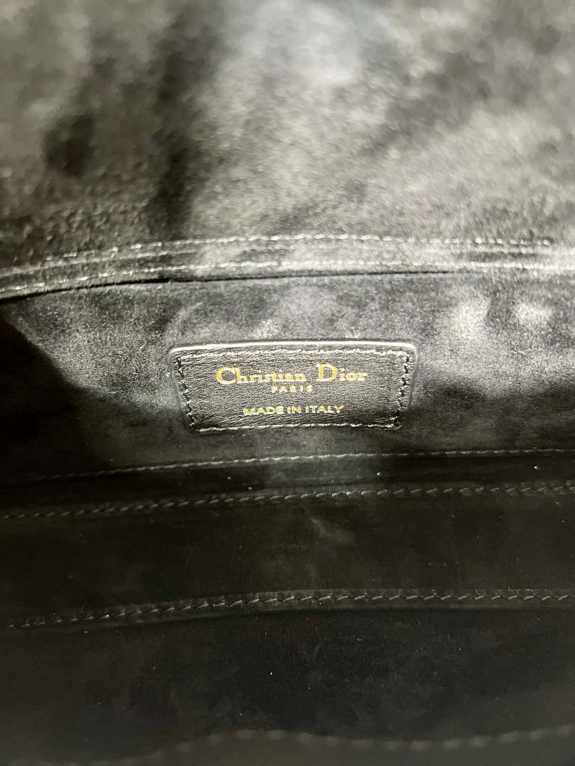 Dior M0613 Small Lady D-joy Bag Black Cannage Lambskin with Gold-Finish Butterfly Studs