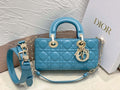 Dior M0613 Small Lady D-joy Bag Blue Cannage Lambskin