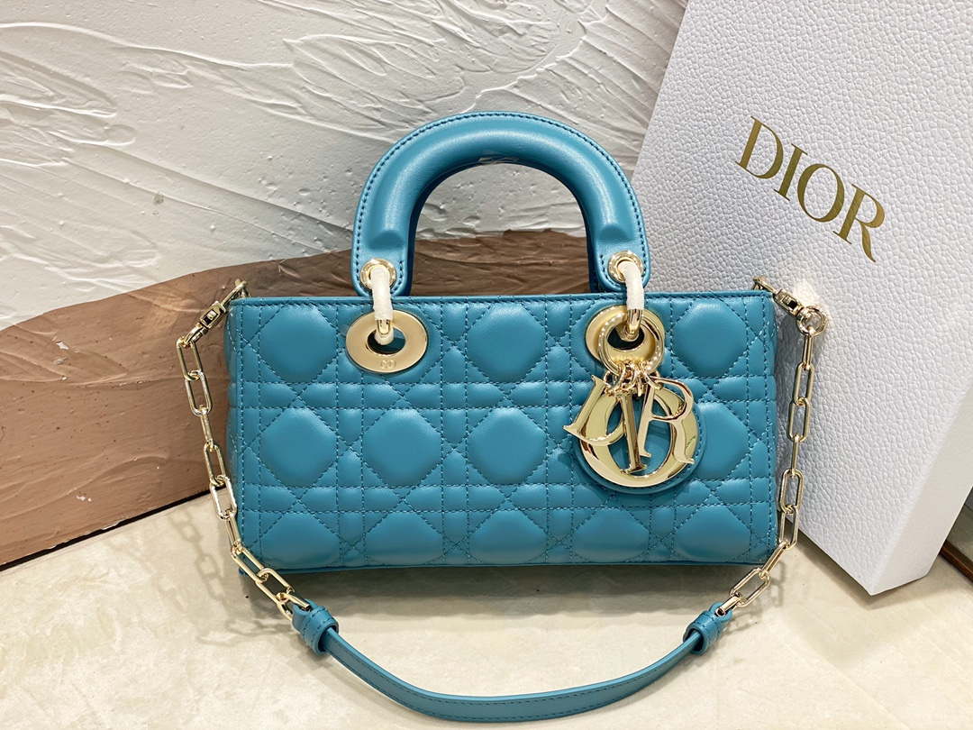 Dior M0613 Small Lady D-joy Bag Blue Cannage Lambskin - Default Title - View 2