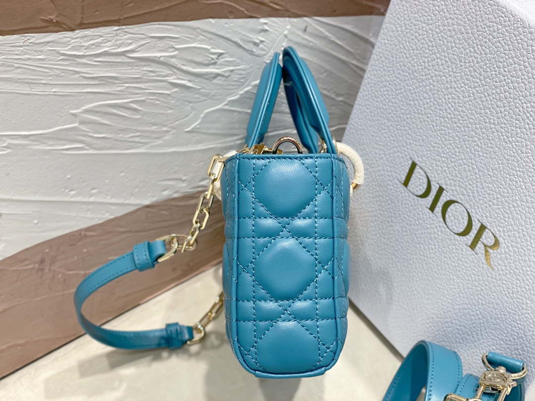 Dior M0613 Small Lady D-joy Bag Blue Cannage Lambskin - Default Title - View 3