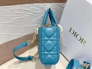 Dior M0613 Small Lady D-joy Bag Blue Cannage Lambskin - Default Title - View 3