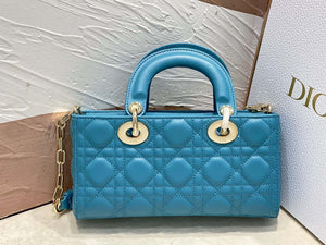 Dior M0613 Small Lady D-joy Bag Blue Cannage Lambskin - Default Title - View 4