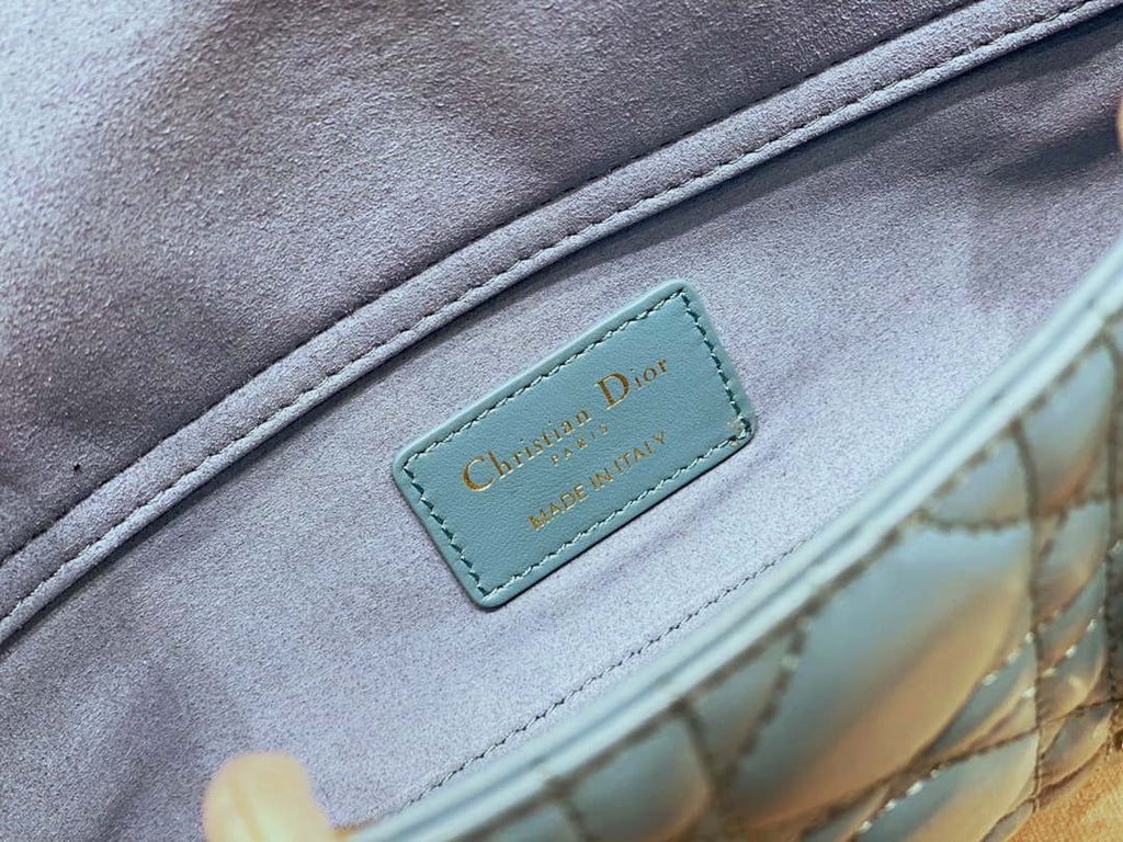 Dior M0613 Small Lady D-joy Bag Blue Cannage Lambskin