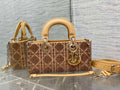 Dior M0613 Small Lady D-joy Bag Cannage Lambskin Limited Edition Heavy Industry Beads Apricot