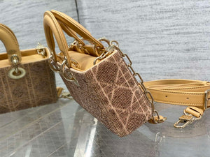 Dior M0613 Small Lady D-joy Bag Cannage Lambskin Limited Edition Heavy Industry Beads Apricot - Default Title - View 6