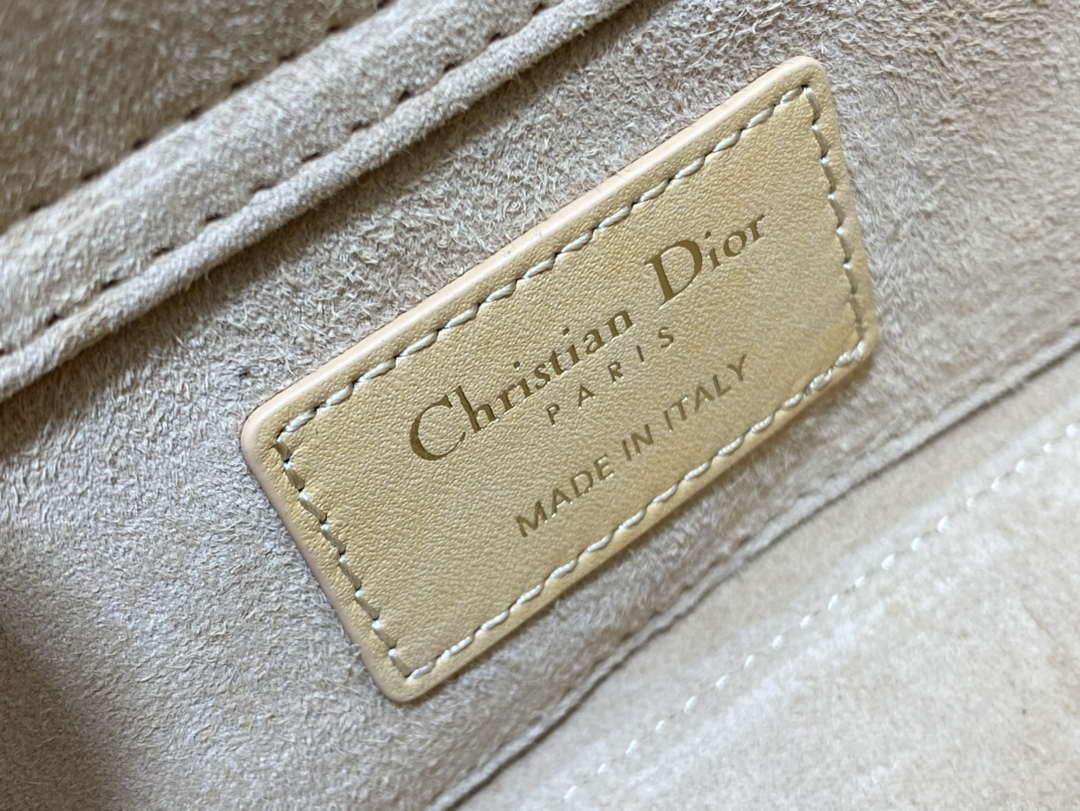 Dior M0613 Small Lady D-joy Bag Cannage Lambskin Limited Edition Heavy Industry Beads Apricot - Default Title - View 9