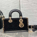 Dior M0613 Small Lady D-joy Bag Cannage Lambskin Limited Edition Heavy Industry Beads Black - Default Title - View 1