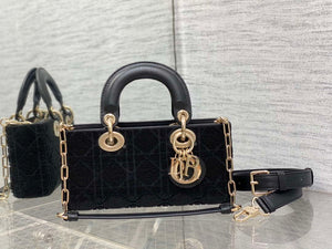 Dior M0613 Small Lady D-joy Bag Cannage Lambskin Limited Edition Heavy Industry Beads Black - Default Title - View 1